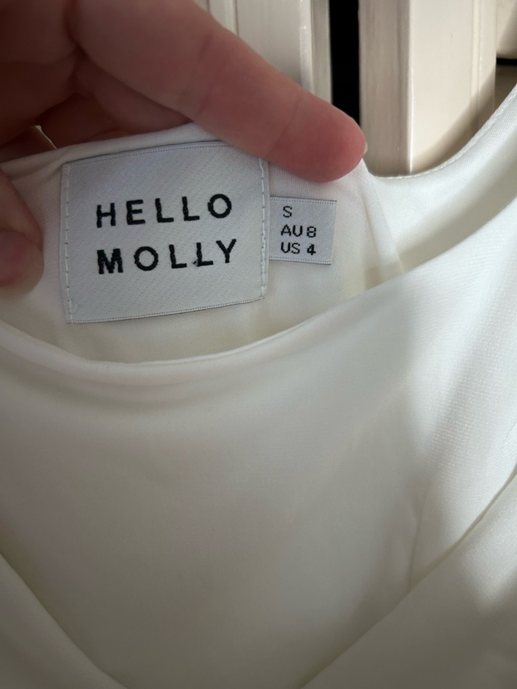 Hello Molly White Draped Cowl Ruched Mini Dress | Size Small
