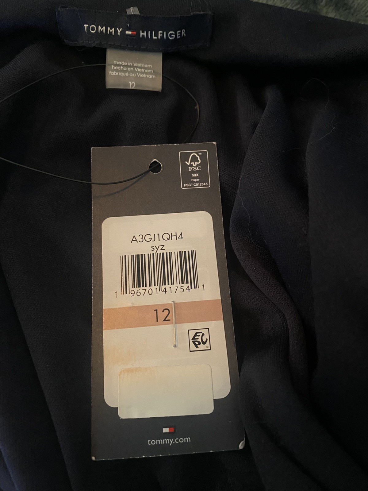 Tommy Hilfiger Women Black Maxi Wrap Dress V-Neck Short Sleeve Size 12