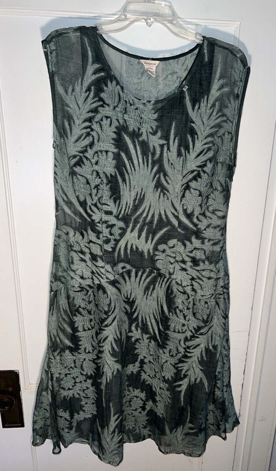 Sundance Cypress Legends Silk Lace Drop Waist Sleeveless Dress Green Sz 10. d540
