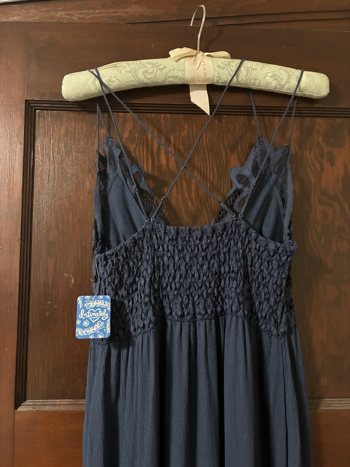 Free People One “Adella” Maxi Slip Dress in Midnight Blue, Size M, New with Tags
