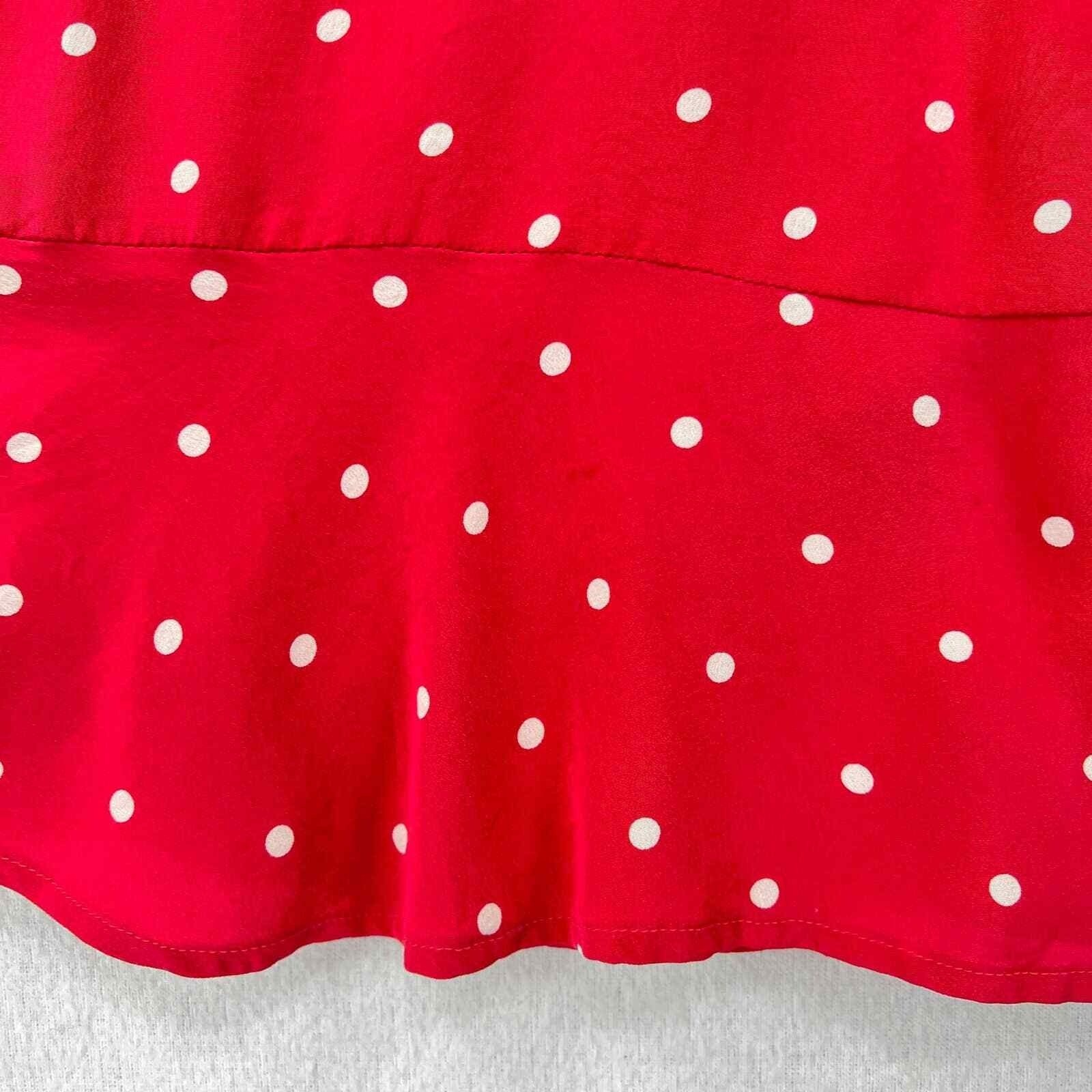 RAILS Leanne Polka Dot Dress Womens Medium Raspberry Red Silk Wrap Mini Short