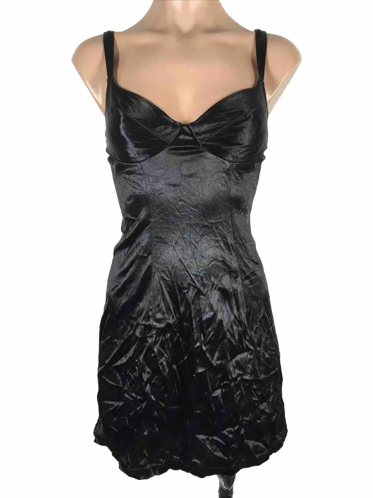 Cami Slip Dress Bodycon Dress Vintage 90s y2k Black Skintight Grunge Goth Mini
