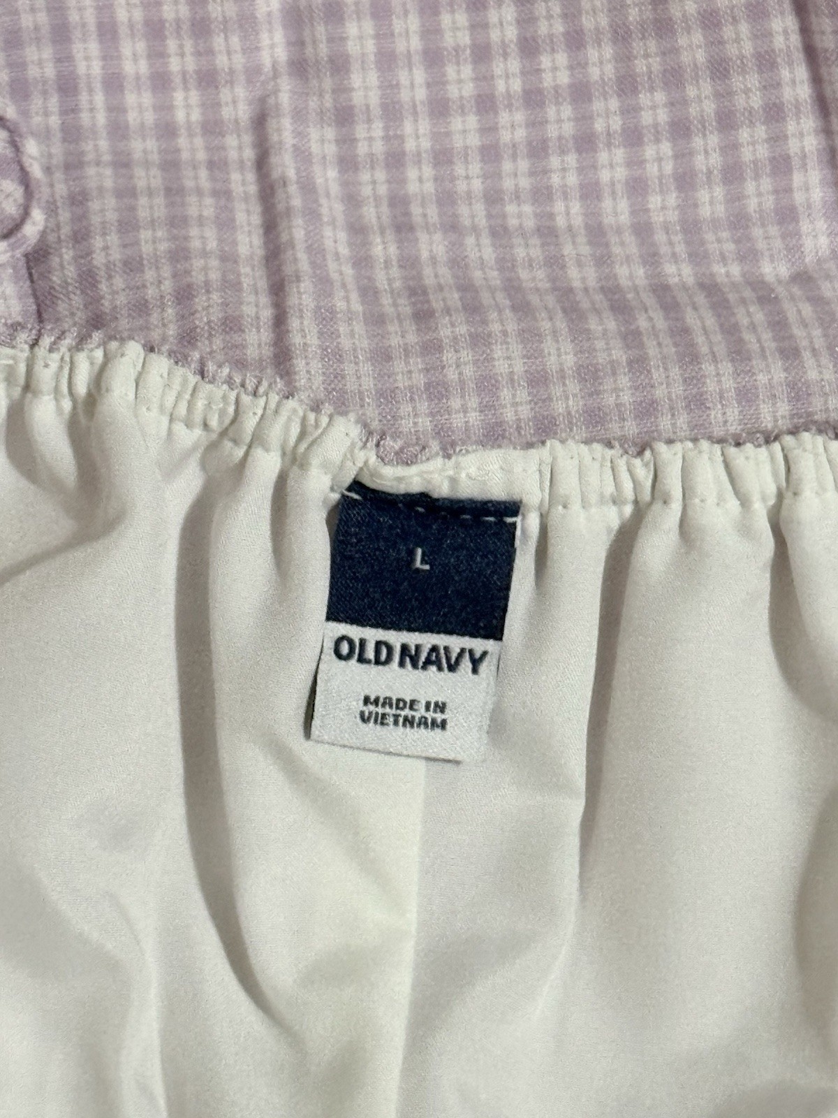 Old Navy Purple Gingham Straight Neck Adjustable Tie Strap Shift Mini Dress L