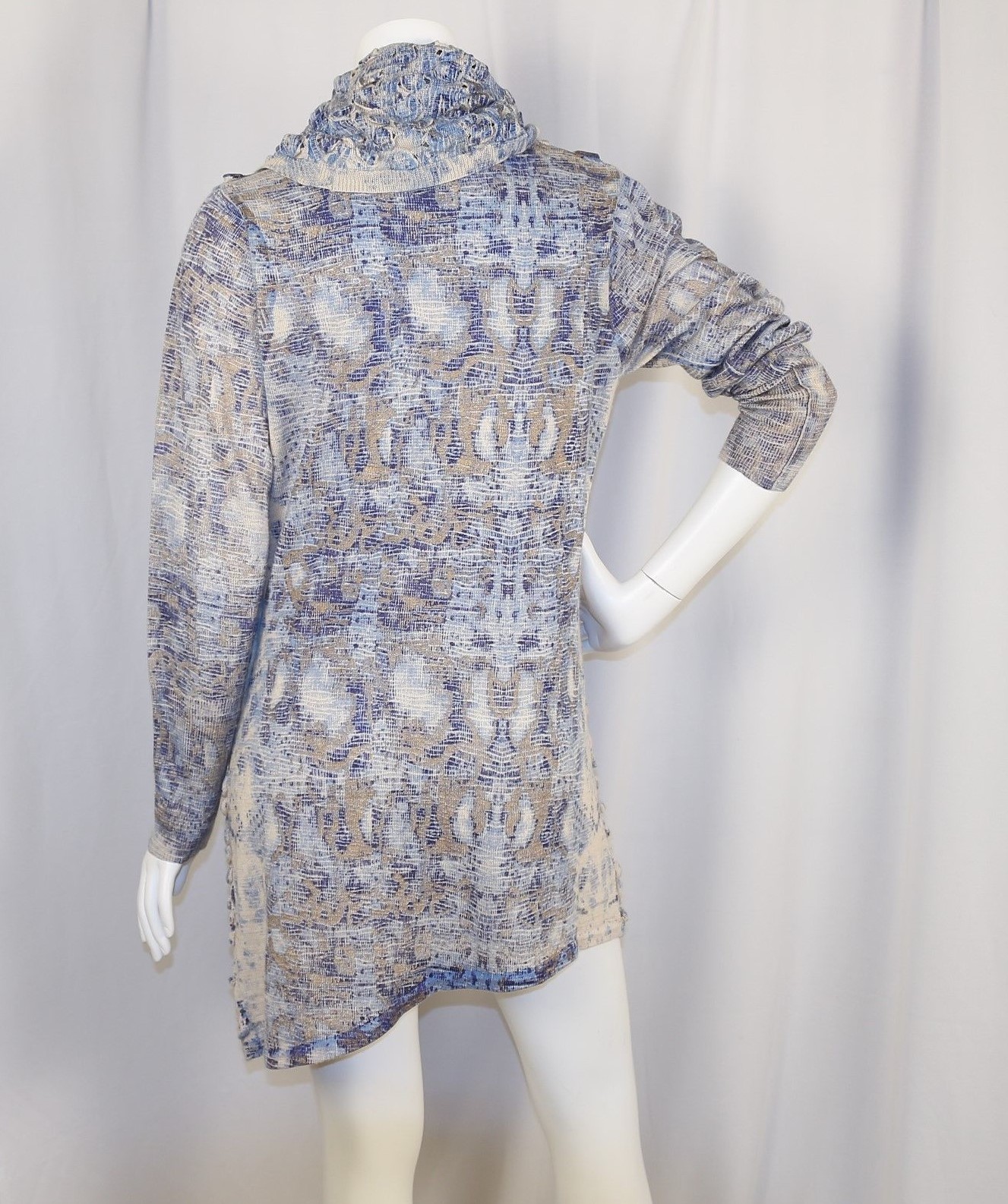ALBERTO MAKALI Milano Blue Multicolor Acrylic Wool Women Sweater Dress Size L