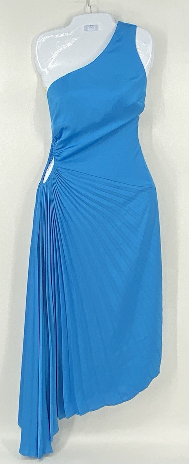 Petal & Pup Womens Flin One Shoulder Sleeveless Blue Pleated Dress Small NWT