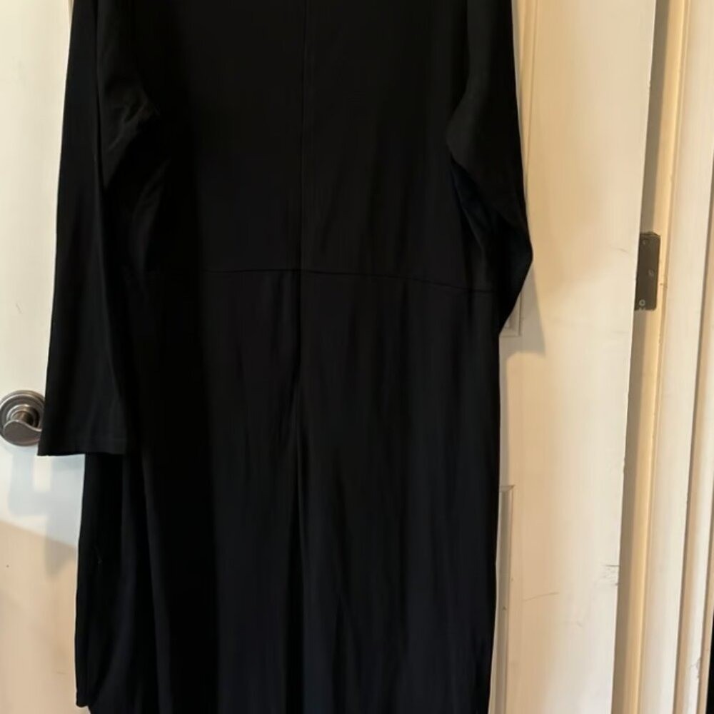 City Chic Black Long Sleeve Asymmetrical Cutout Midi Dress Ruching Size L(20)
