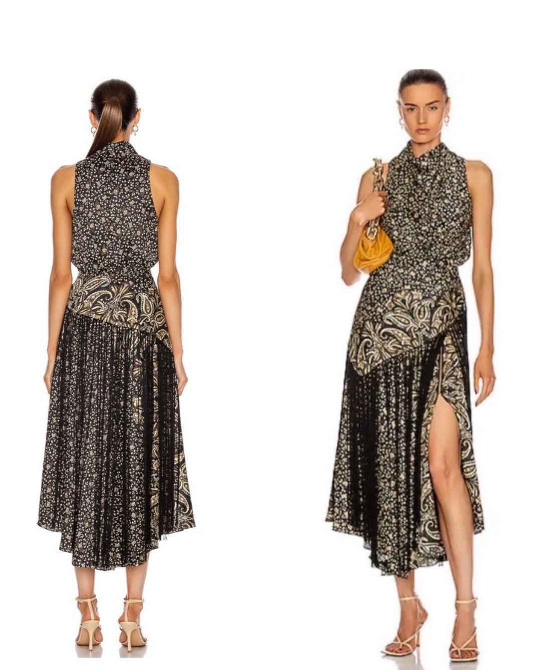 NWT JONATHAN SIMKHAI Dahlia Halter Dress in Black Paisley With Fringe, size 2