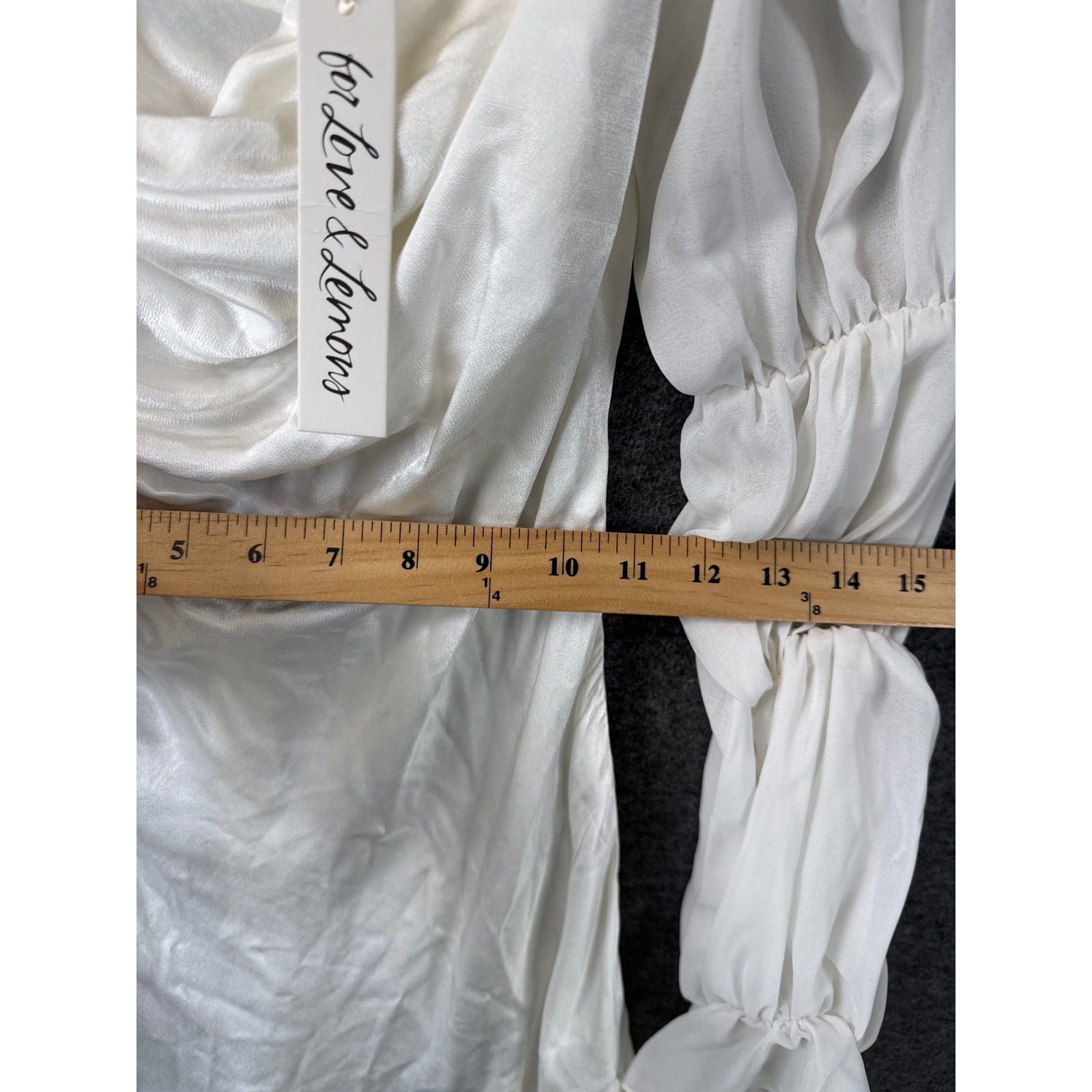 For Love & Lemons X Revolve Mini Willow Dress Small Sexy Ruched Bell Sleeve NEW