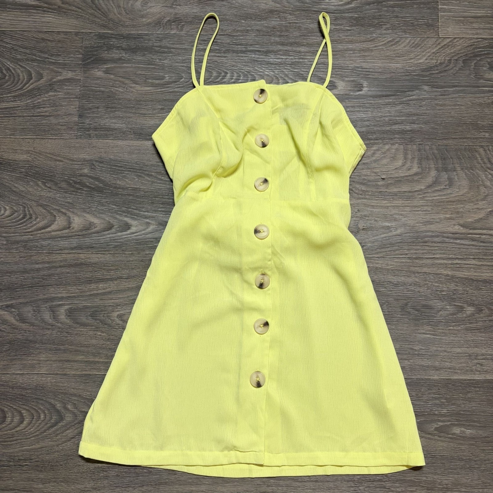 Miken Swim Button Front Swim Cover Mini Dress Medium Tie Festival Yellow NEW
