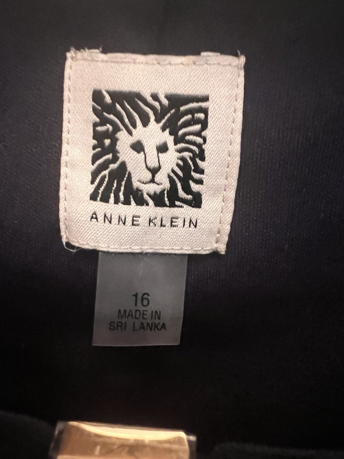 NWT Anne Klein Navy Machine Washable Dress Size 16 With 3/4 Length Sleeves