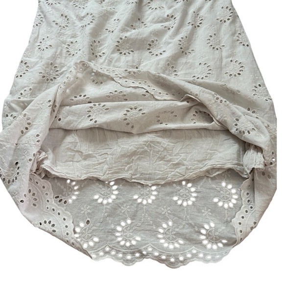 NWT VALENTINA NALDI Off Shoulder Eyelet Cream Cotton Dress L Euro Summer Coastal