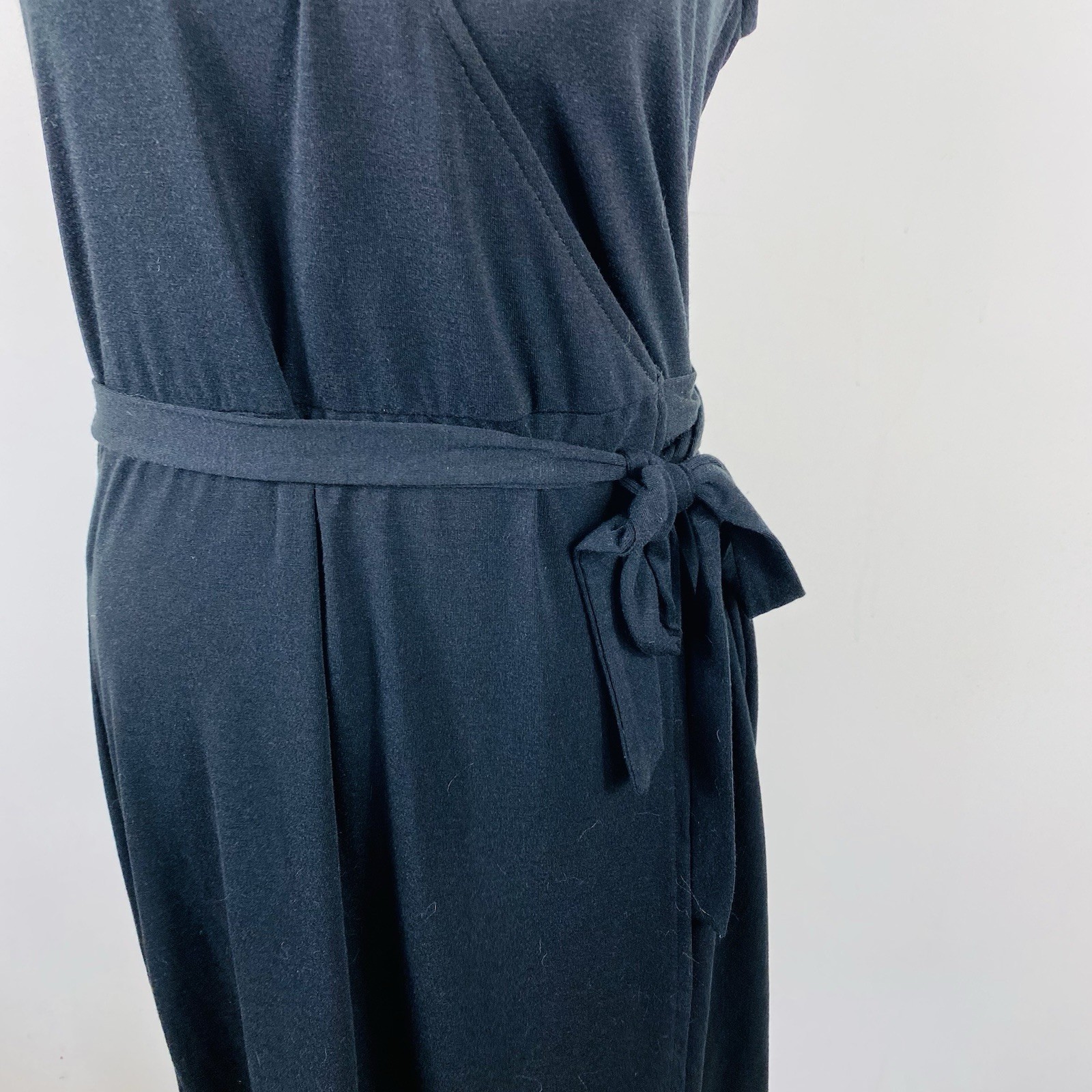 Old Navy Wrap Dress Small Petite Black Tie Waist Cap Sleeve Stretch
