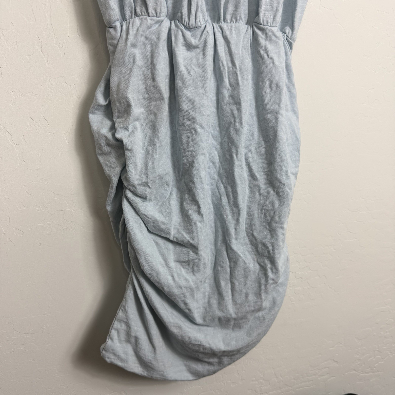 Sundry Light Blue Ruffle Sleeve Ruched Mini Dress Size 1 Cotton Chic Casual