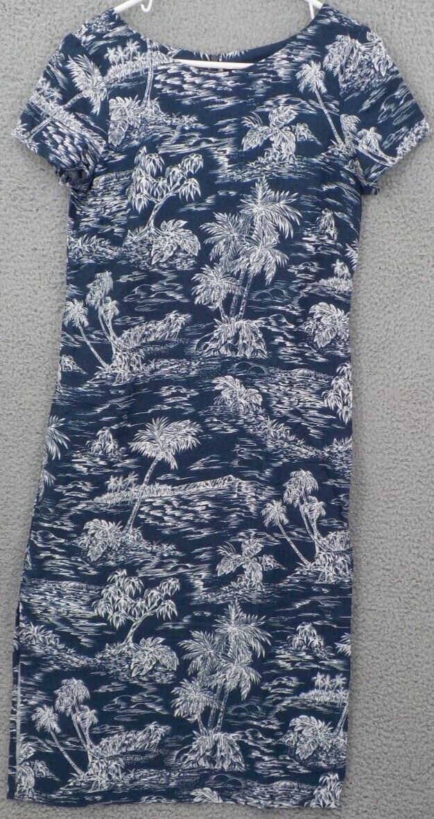 HAWAIIAN MOON DRESS WOMENS SZ S MIDI SHEATH HERRINGBONE FAIR ISLE BLUE NWOT