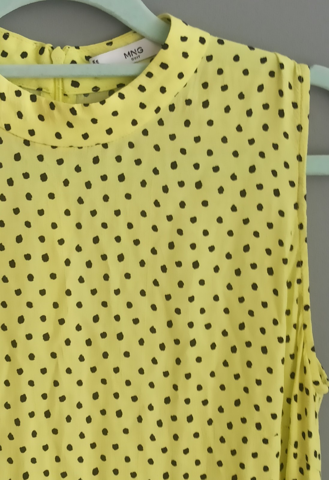 Mango summer dress, midi dress with zip size S colour yellow polka dot