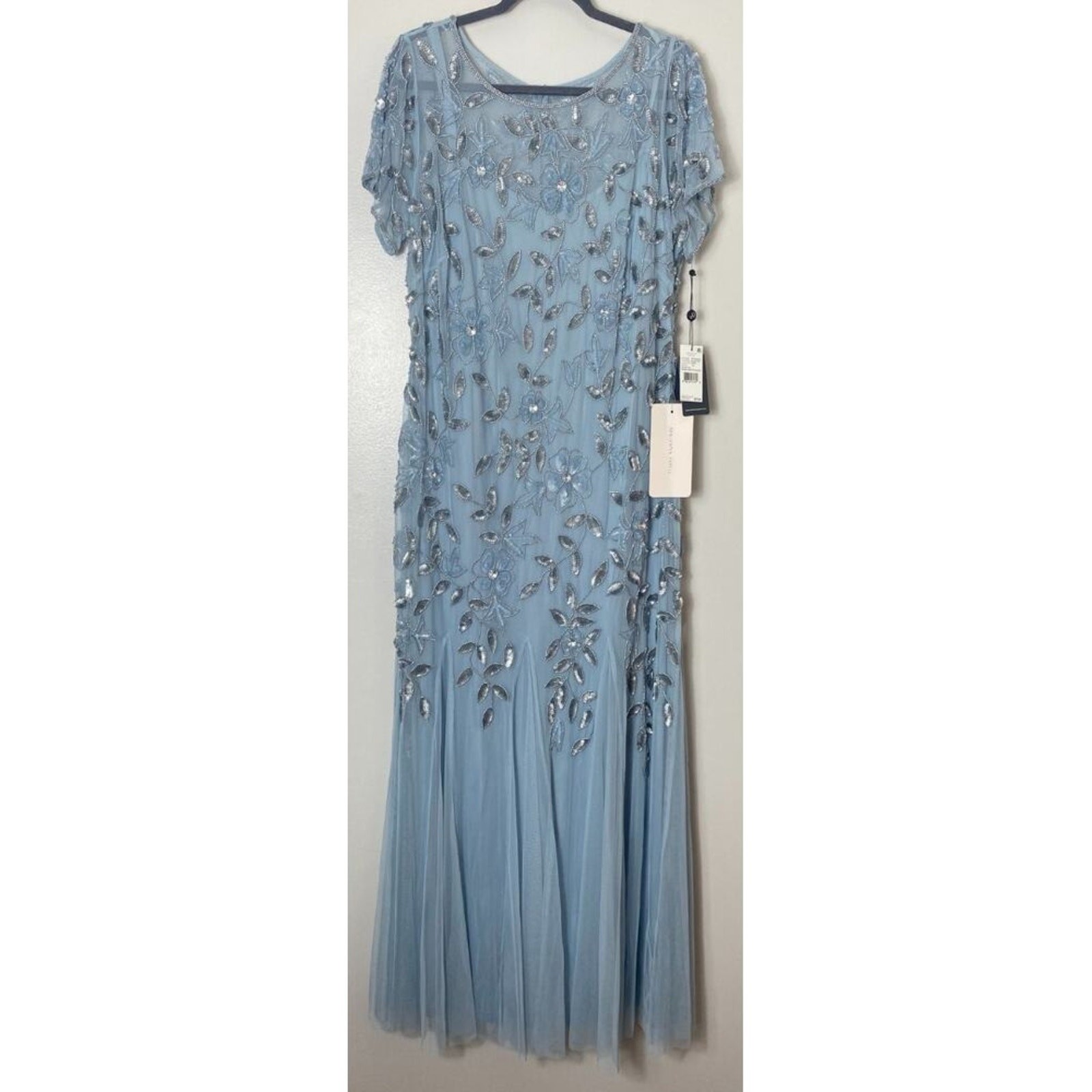ADRIANNA PAPELL DRESS GOWN 16W BLUE MOTHER OF THE BRIDE FORMAL EVENING