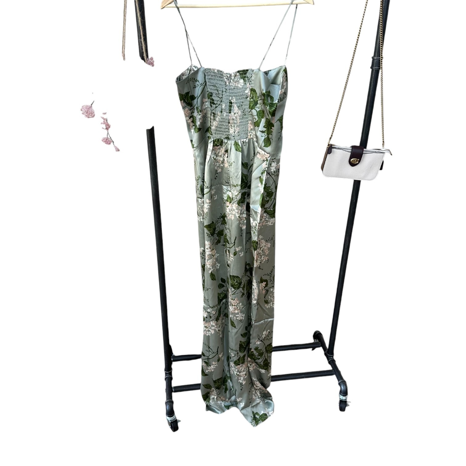 Reformation Frankie Silk Dress Tea Garden