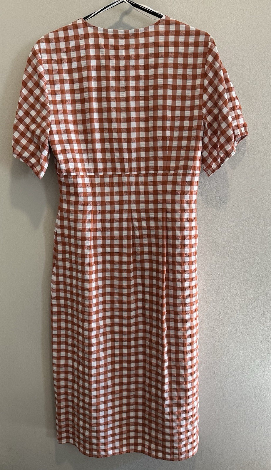 The Fifth Label Gingham Midi Dress Rust White Button Front Spring Summer Size 8