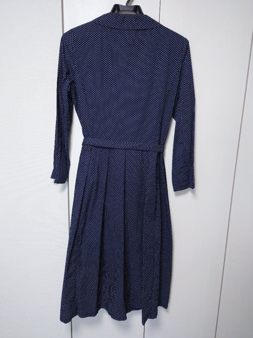 Agnes b Polka Dot Dress Navy Cotton Long Sleeve Women’s 38 Made in France