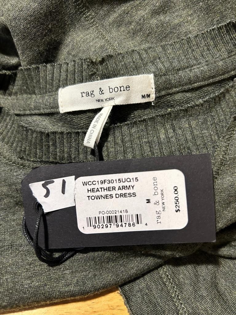 NWT Womens Rag & Bone (Item- 51) Heather Army Green Townes Midi Dress M