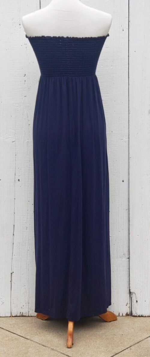 Michael Stars Womens Bandeau NAVY Strapless Tube Maxi Shirt Dress Sz S PLZ READ