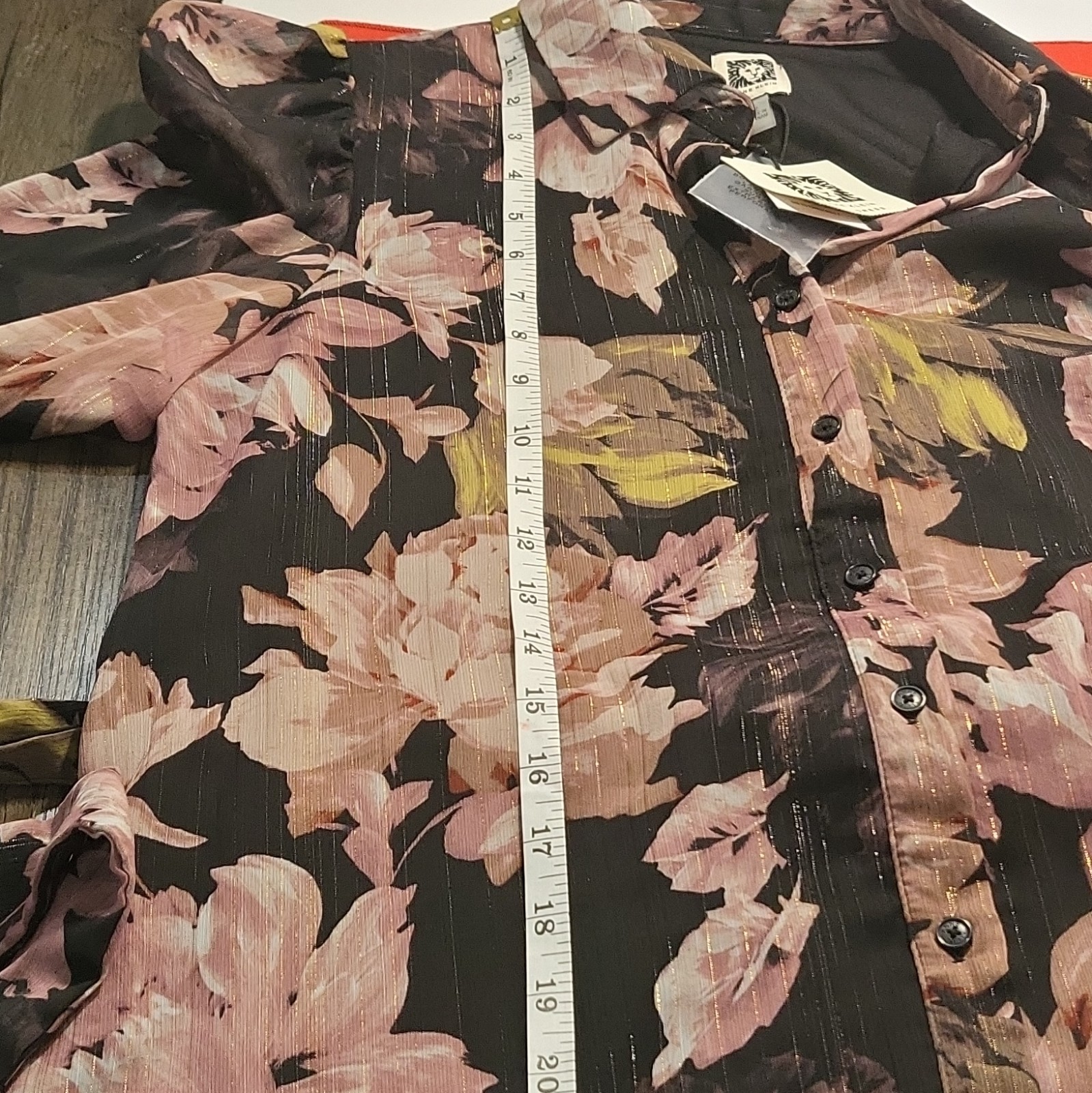 Anne Klein Floral Chiffon Collared Button Front Long Sleeve Belted Dress 2