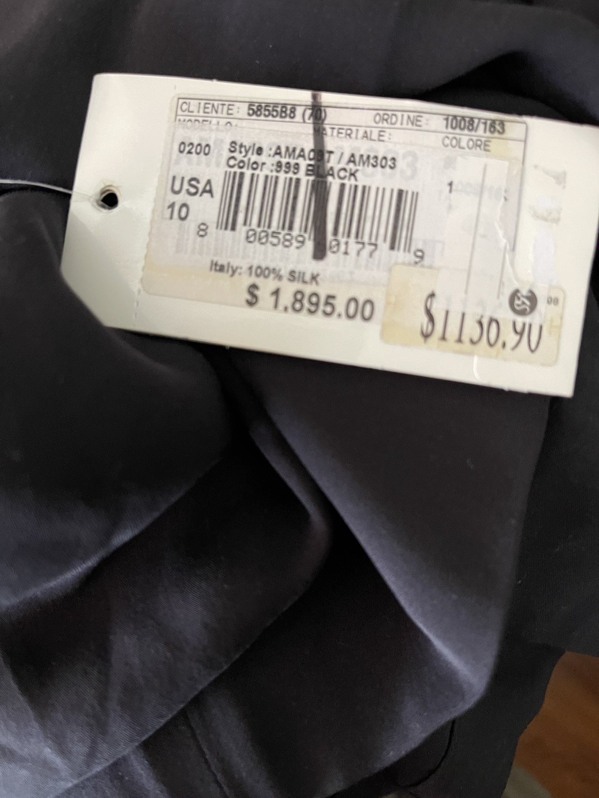 NWT Armani Collezioni Black Strapless Dress Women’s Size 10