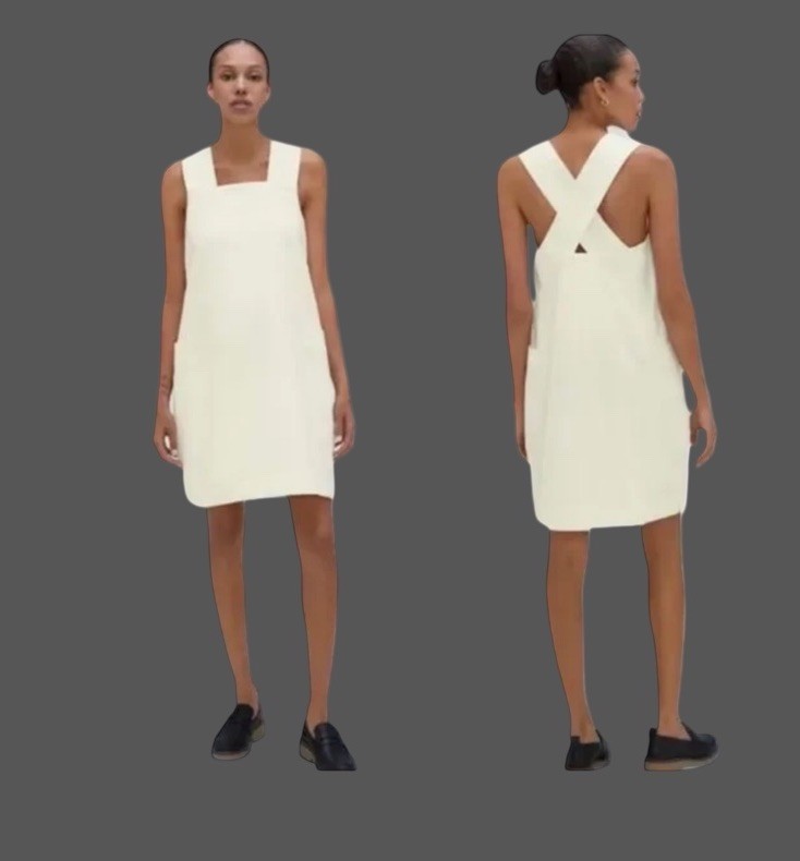 Everlane The Cross – Back Apron Mini Dress Ivory Size Small