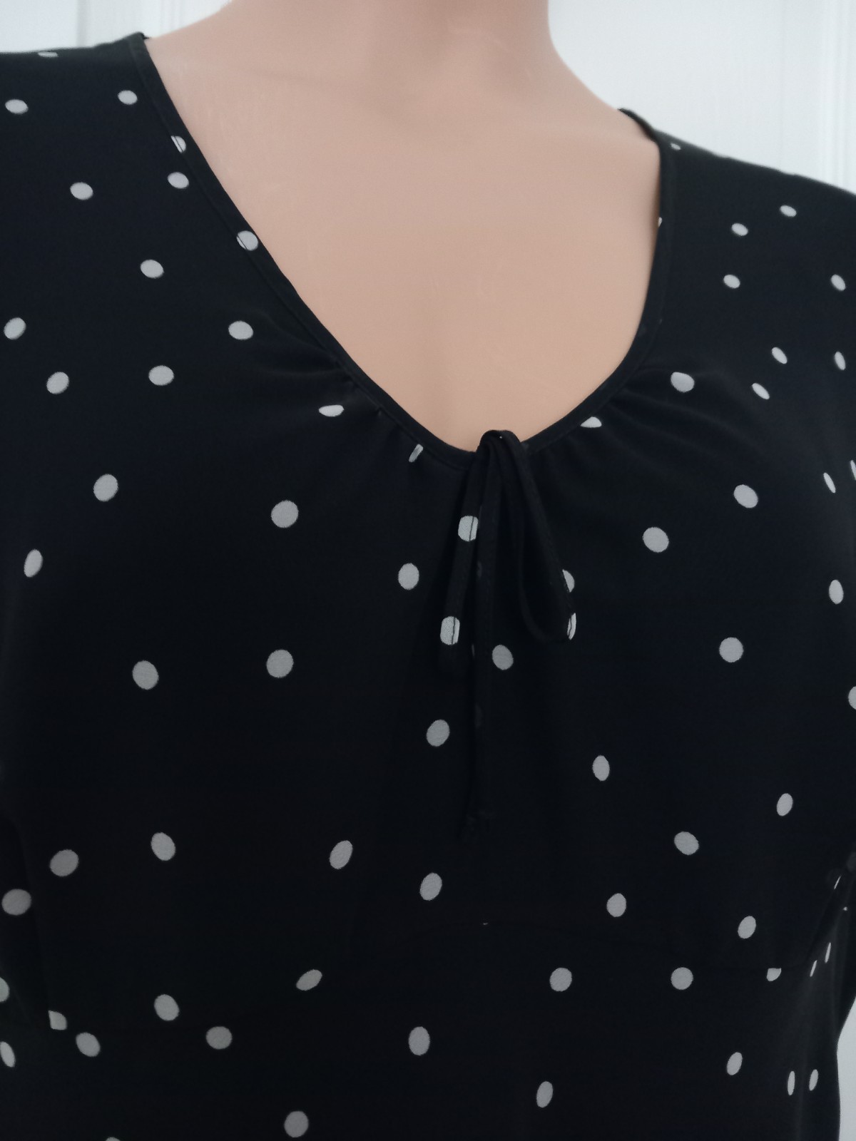 St. Michael Marks & Spencer Black Polka Dot Sheer Dress UK 20 Vintage ’96