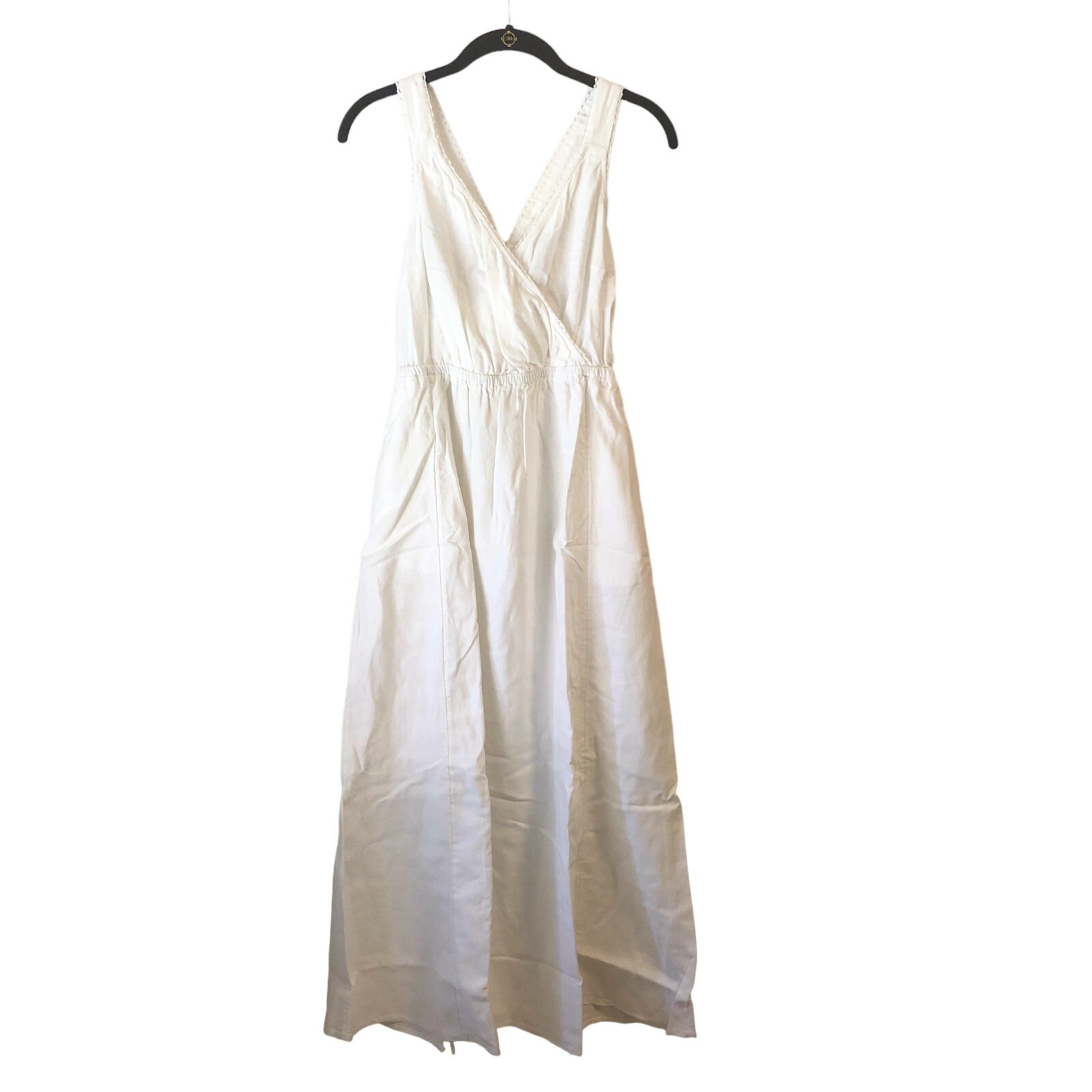 NEW Universal Thread Linen Rayon Cross Back Maxi Dress Summer Smocked White Sz S
