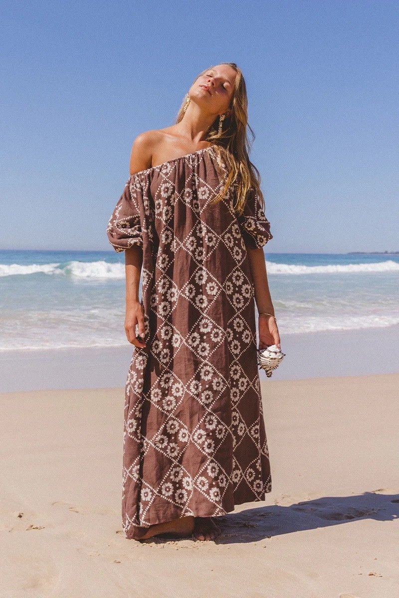 Daughters of India Dahlia Maxi Dress in Maple XS NWT