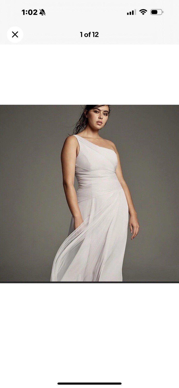White By Vera Wang Elegant Gray Silver One Shoulder Gown Bridesmaid Dress 18