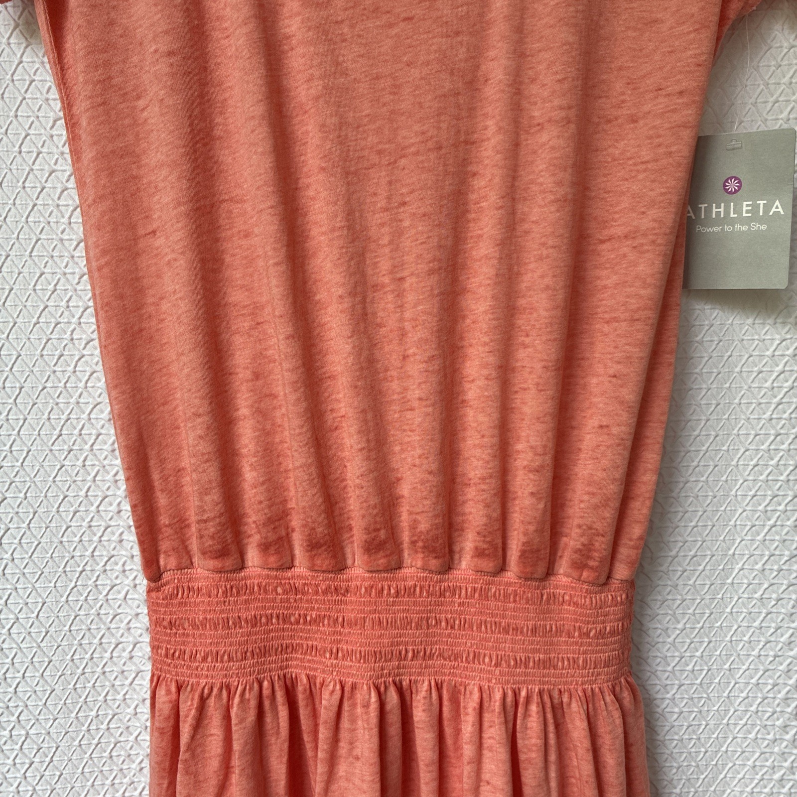 Athleta Captivate Dress Light Coral Sunset Size PS Petite Small NWT Knit Burnout