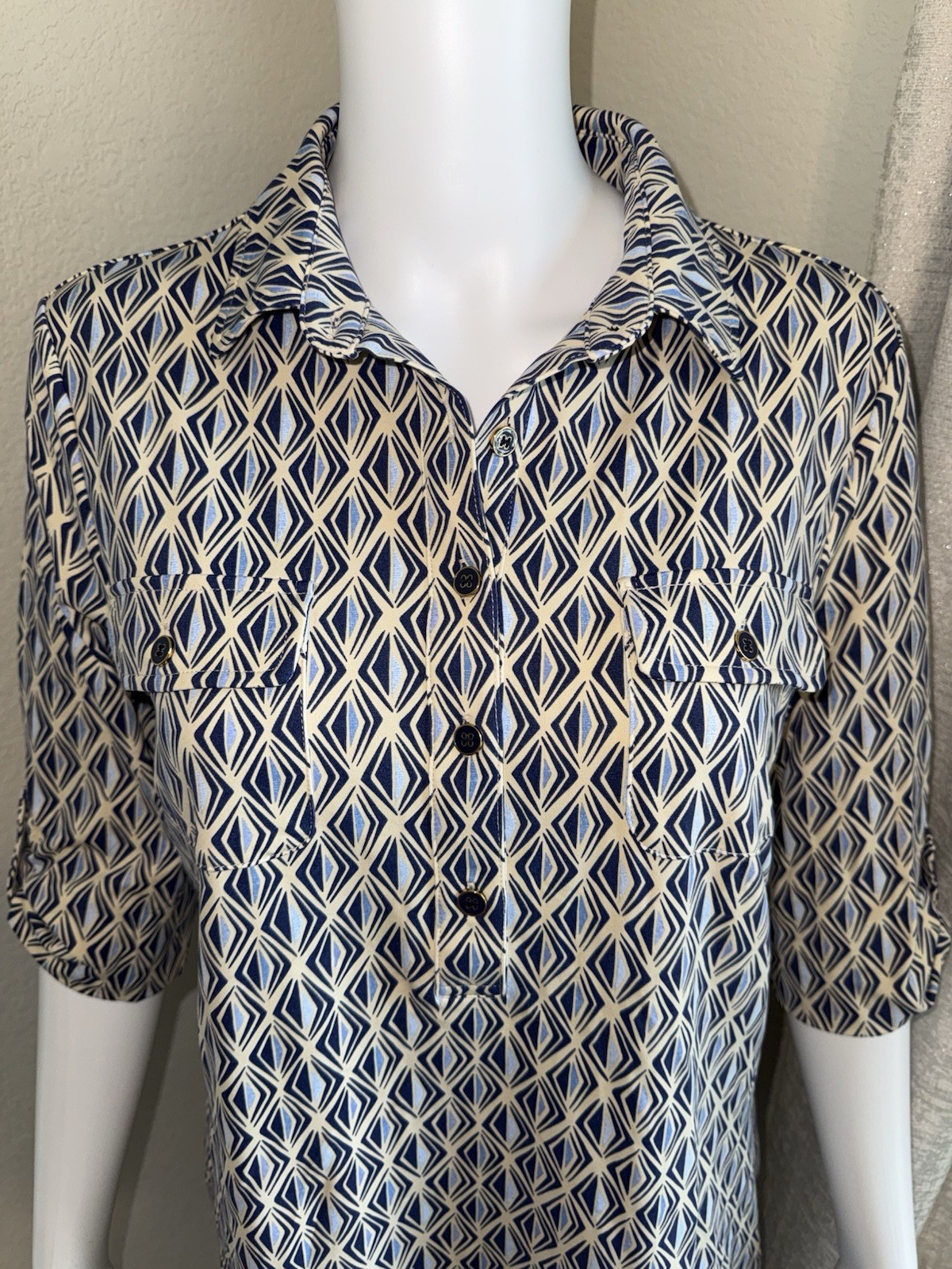 J. McLaughlin Geometric Print Shirt Dress Size Small