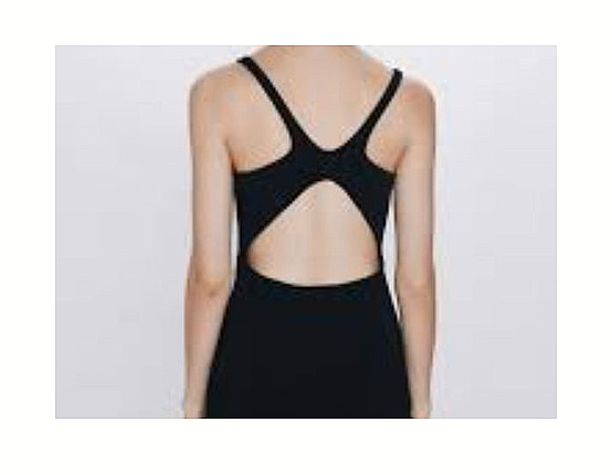 (Size XS) ZARA Black Strappy Cutout Open Back Fit Flare Mini Cocktail Dress