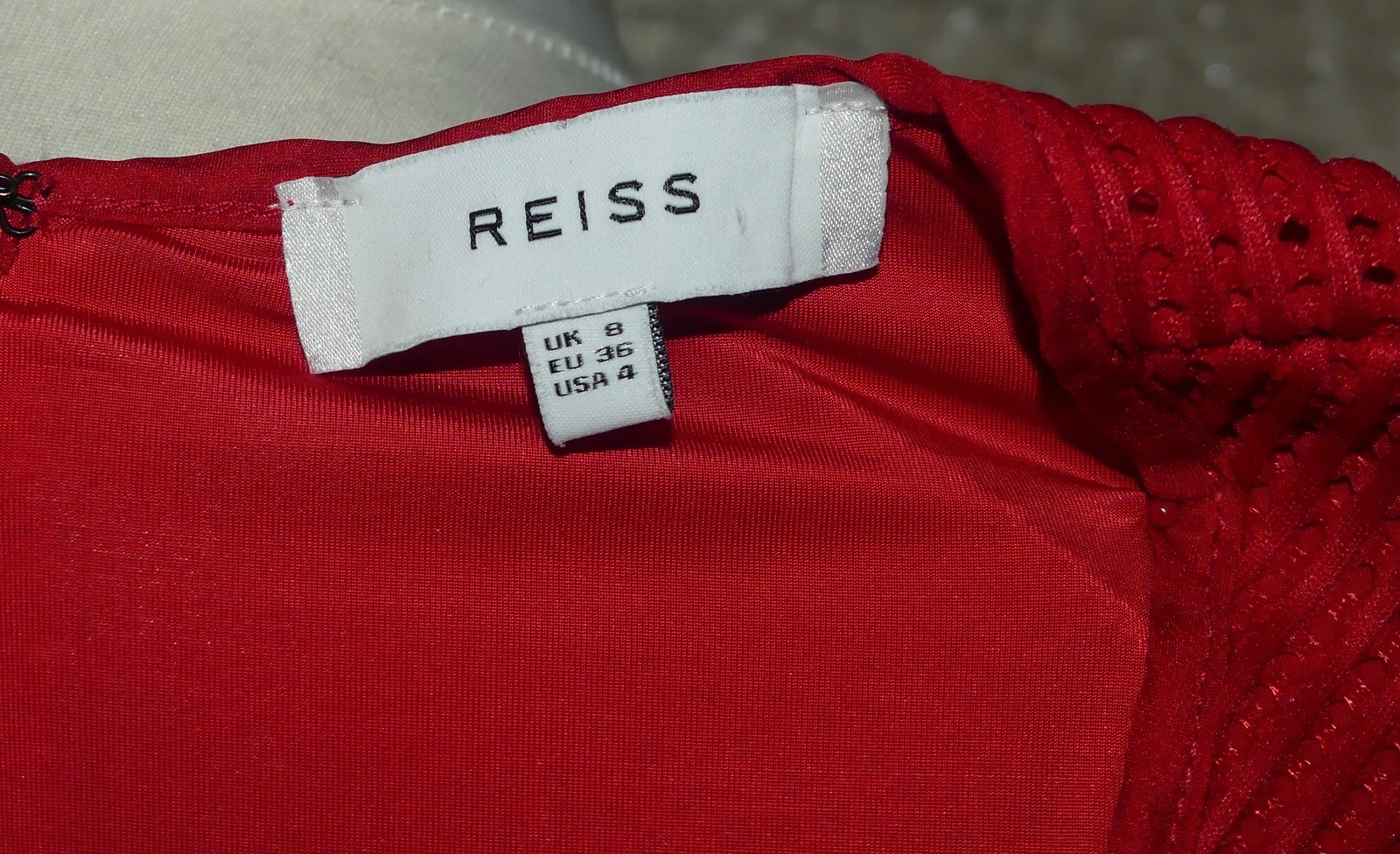 REISS “TOPAZ” RED TEXTURED FIT N FLARE DRESS UK 8