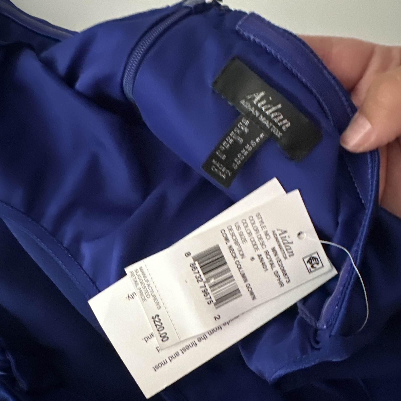 NWD Aidan by Aidan Mattox [ 6 ] Satin Cowl Neck Gown in Royal Sapphire #G1212