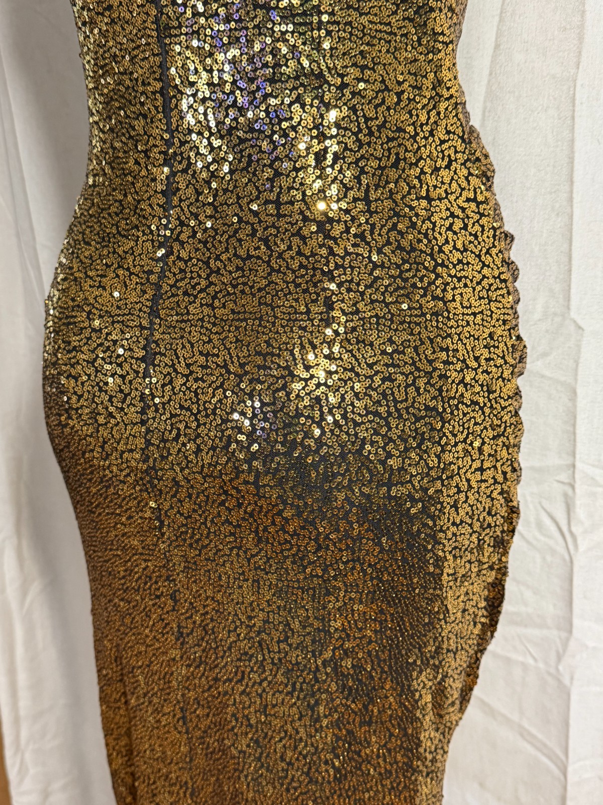 Grace Karin Gold Sequin Cocktail Party Dress Womens M Ruched Bodycon Glam