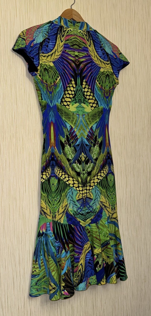Roberto Cavalli Animal Print Dress Size S Colorful Designer Vintage Rare Y2K