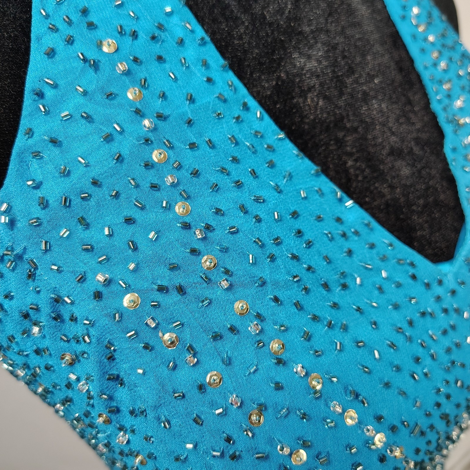 Tiffany Design Beaded Silk Prom Halter Dress Maxi Gown 4 Blue Fairy Glam