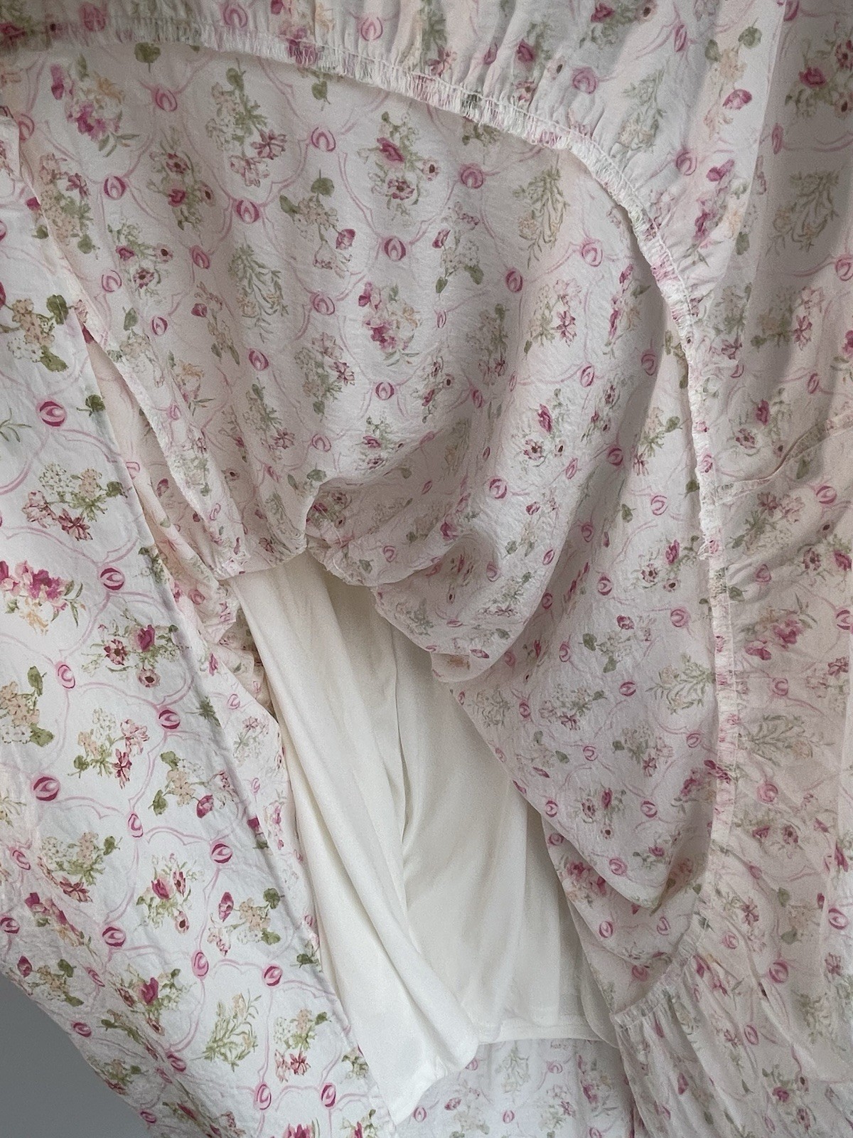 Perch by Blu Pepper Floral Maxi Dress Puff Sleeve Square Neck Tie Pockets 1X