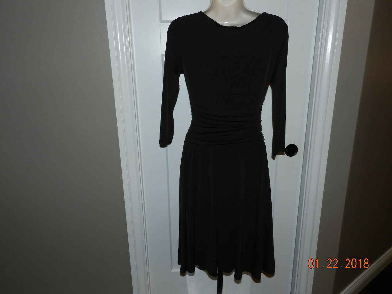 *NEW YORK & CO* Holiday V Neck rouched waist brown Dress XS