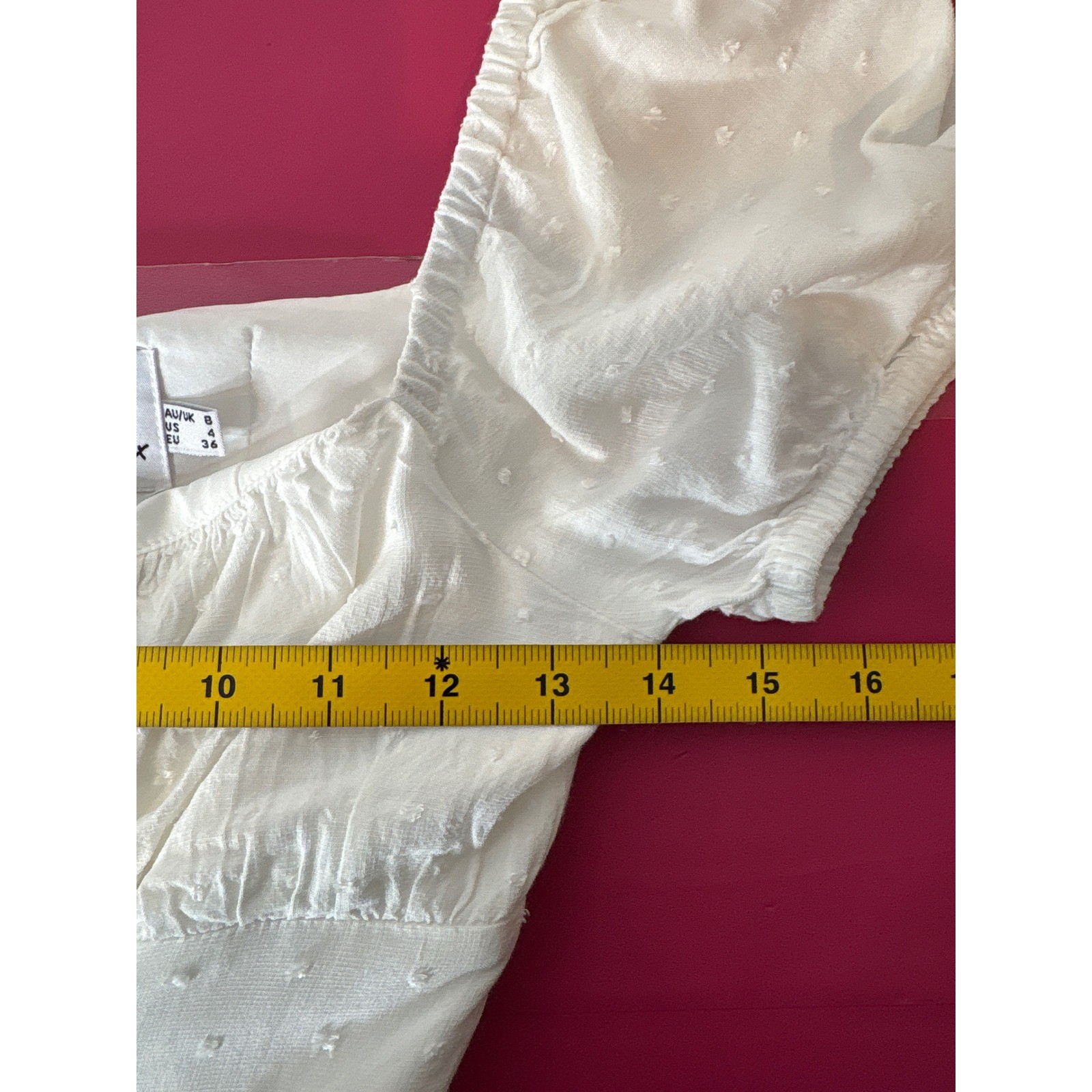 Princess Polly White Swiss Dot Puff Sleeve Corset Dress Size 4 Fairy Coquette