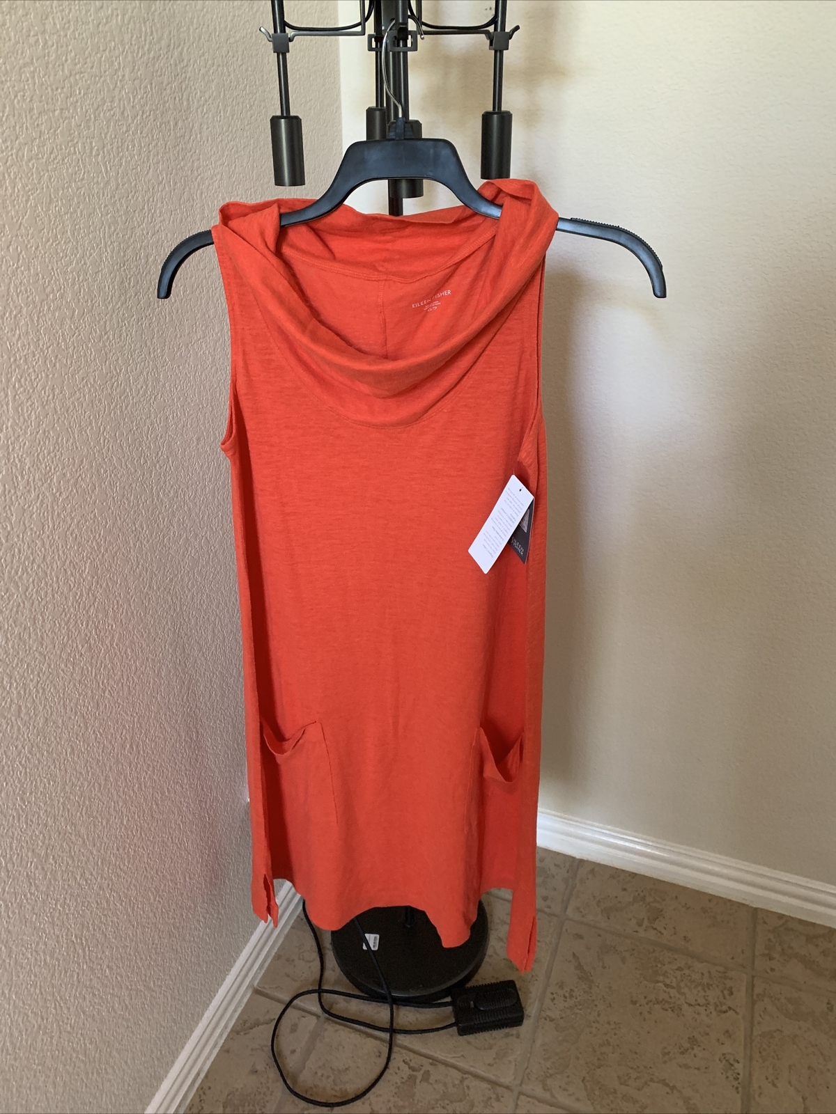 NWT Eileen Fisher Geranium Organic Cotton/Hemp Cowl Neck Dress Size XS $198