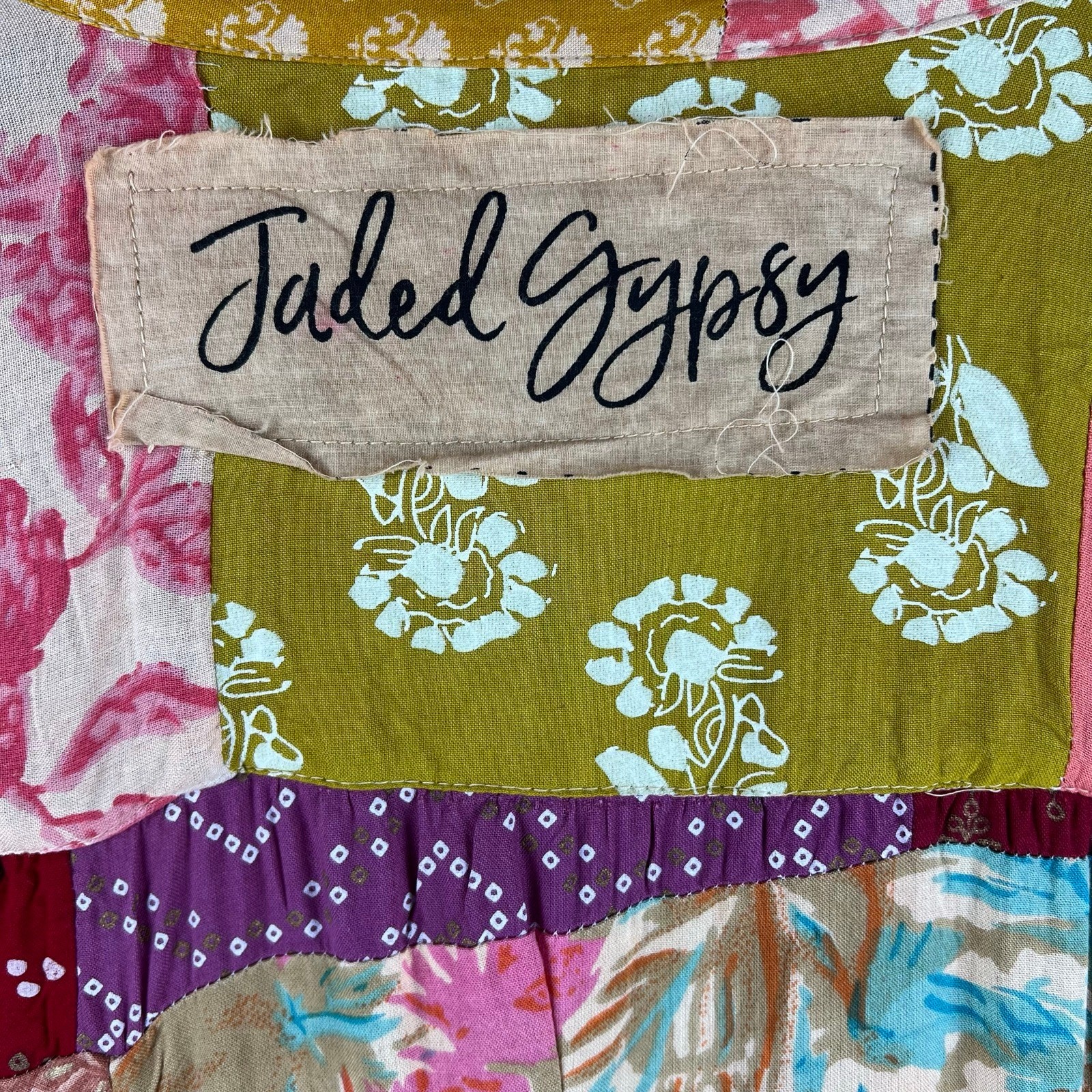Wild at Heart Patch Tunic by Jaded Gypsy Dress Womens SZ L/XL Boho Bell Sleeve