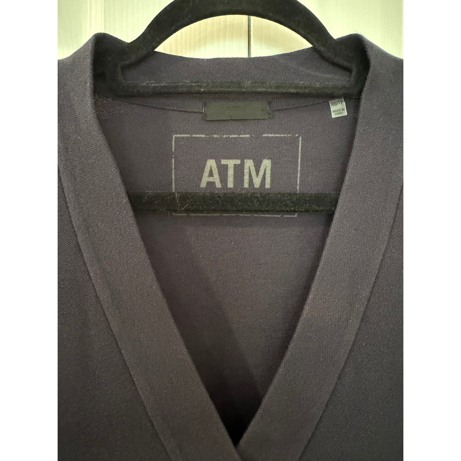 ATM Anthony Thomas Melillo Navy Pima Cotton V-Neck Pocket T-Shirt Dress XS