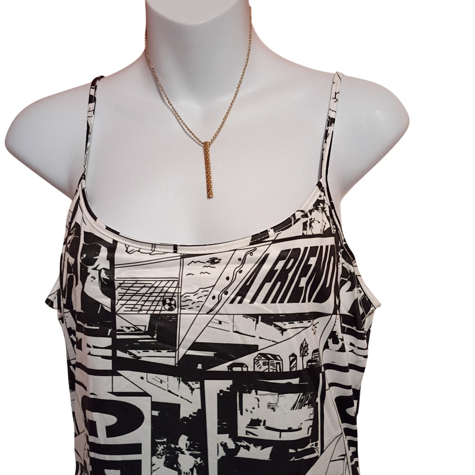 NWT SHEIN Ladies Black & White Graphic Print Mini Dress Sz Lg