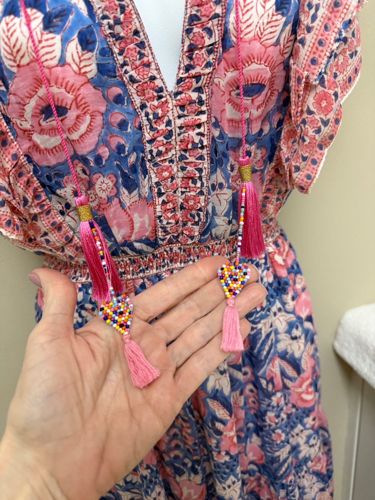 NEW! BELL by Alicia Bell Phoebe Maxi Dress Pink Blue V Neck Size XS $372