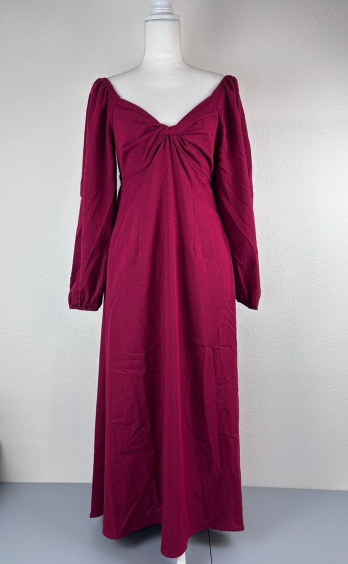 BalticBorn medium red Rosalie back tie midi maxi dress boho long sleeve wedding