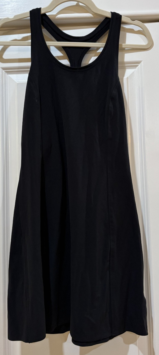 Athleta On My Way Dress Robe Black Racerback Athleisure Dress Stretch Spandex XS